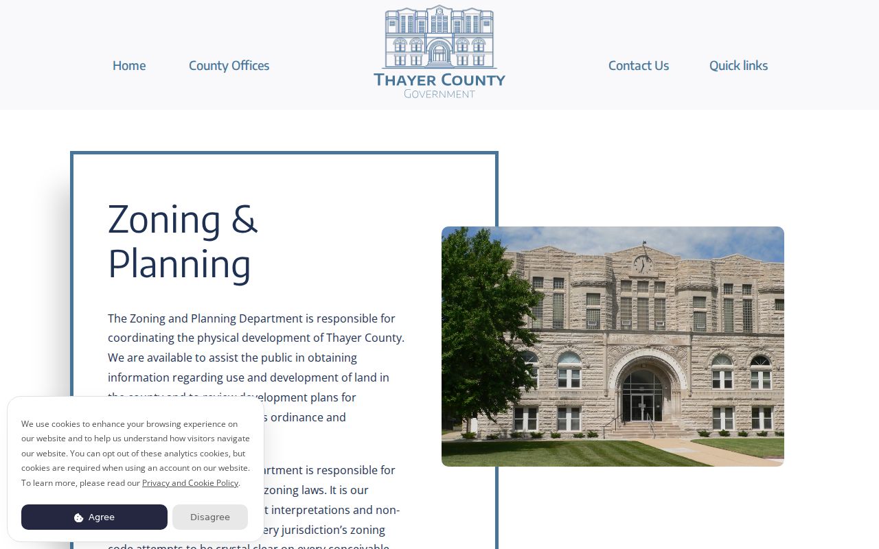 Davenport official records notice on the Thayer County planning page