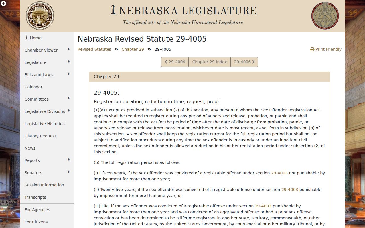 Davenport registry duration records under Nebraska law