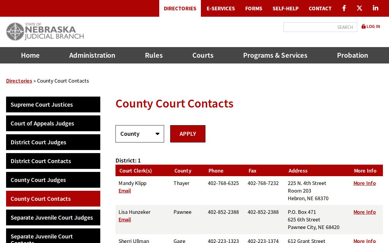 Hebron criminal court records in the Nebraska County Court directory