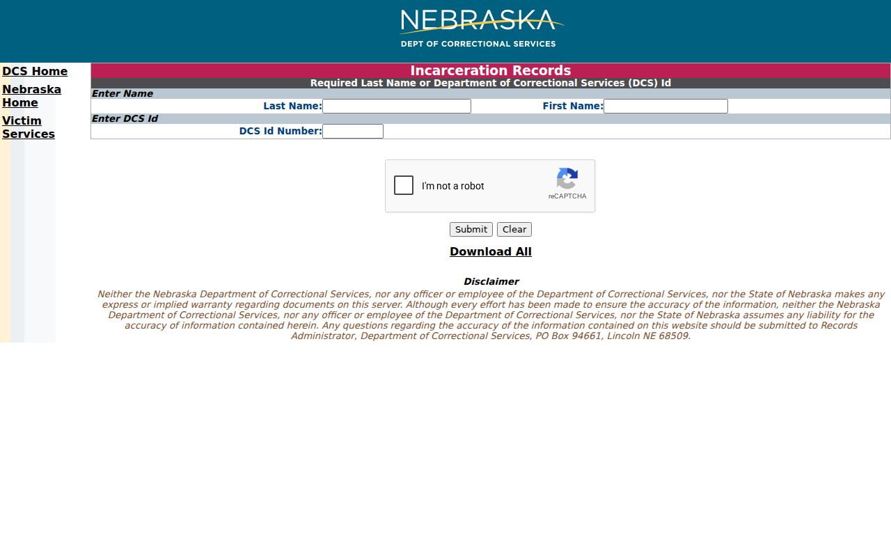 Thayer County arrest history state incarceration search