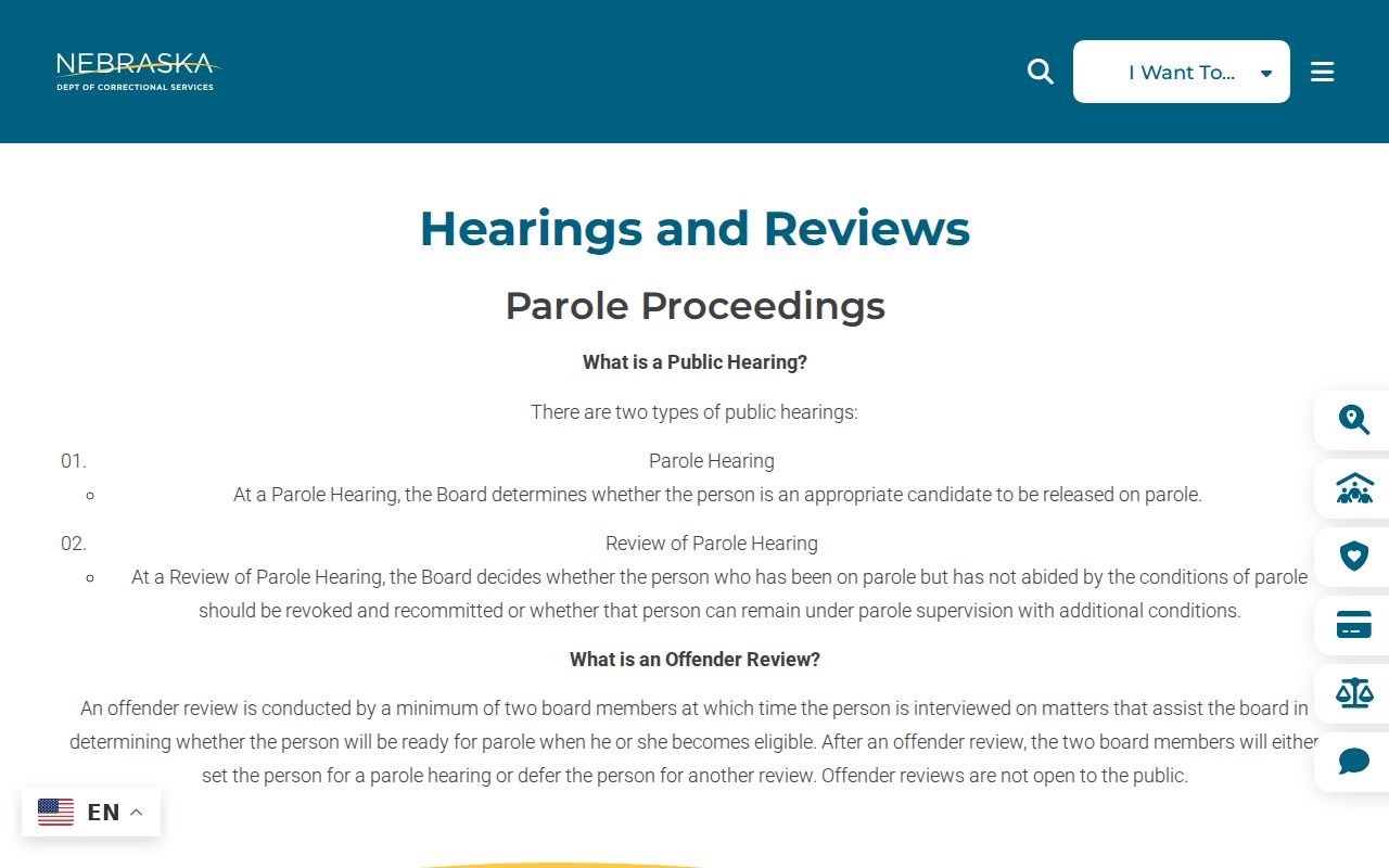 Thayer County arrest history and Nebraska parole review records