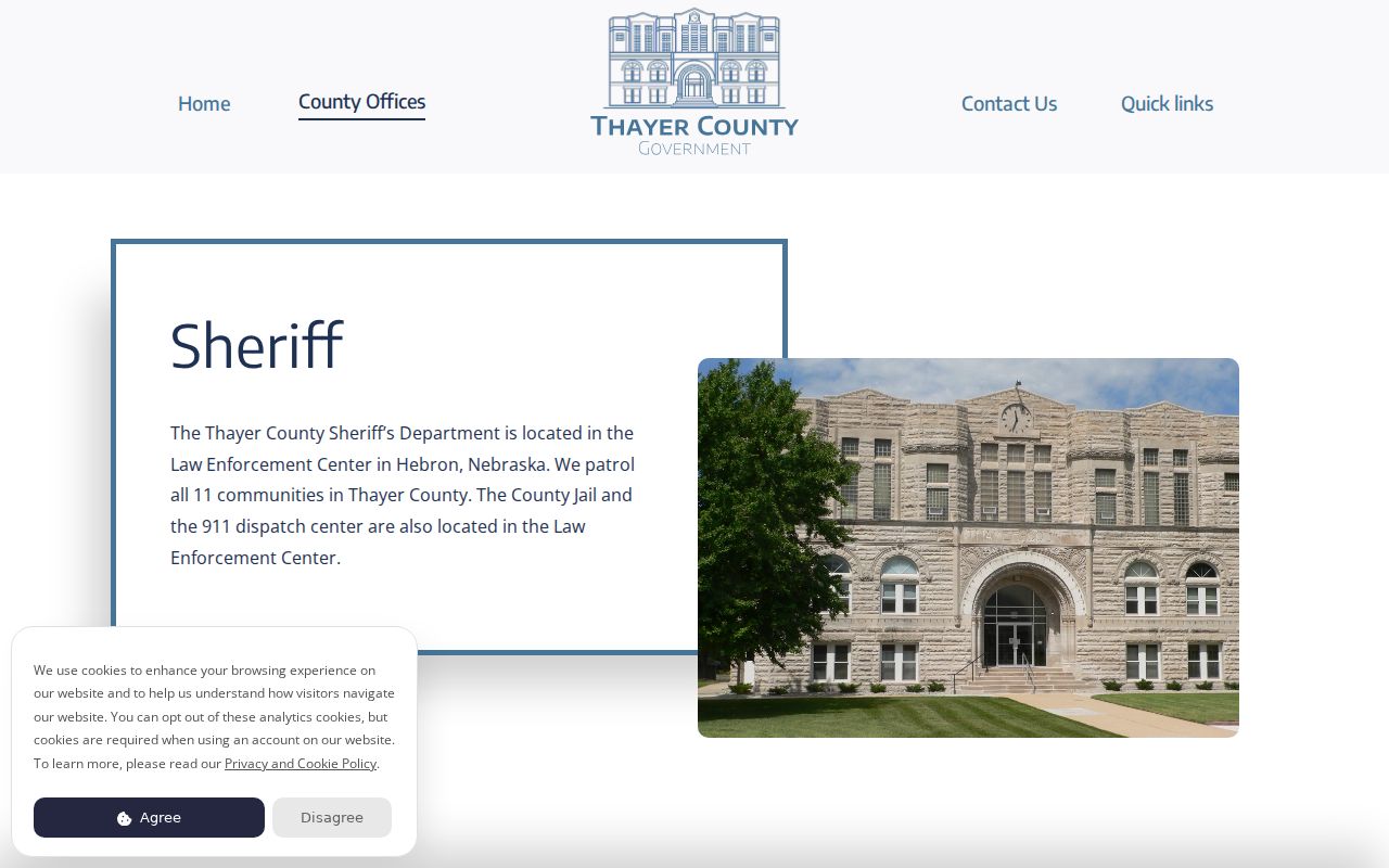 Thayer County arrest history sheriff and county jail page