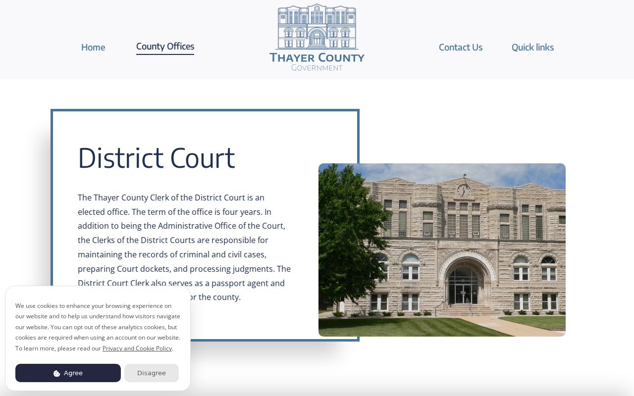 Thayer County criminal court cases District Court page