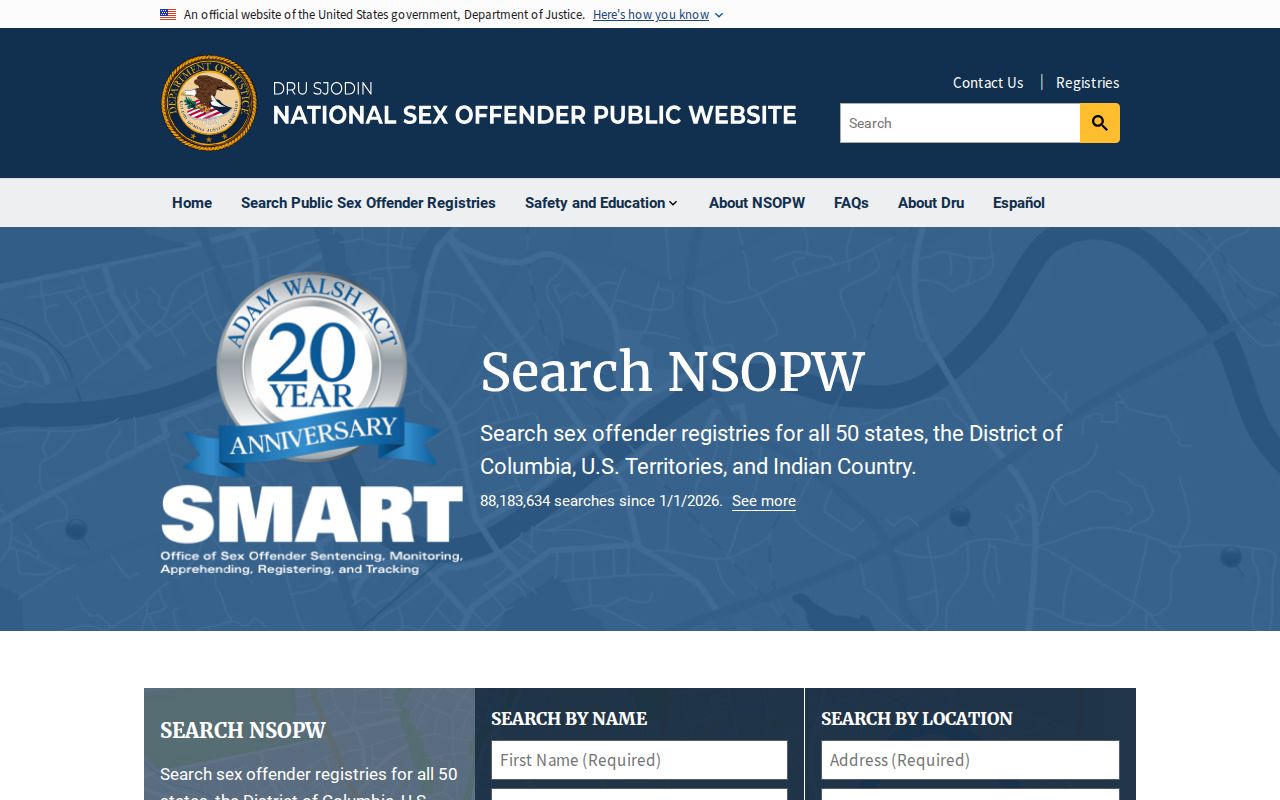 Thayer County sex offender check through national NSOPW registry